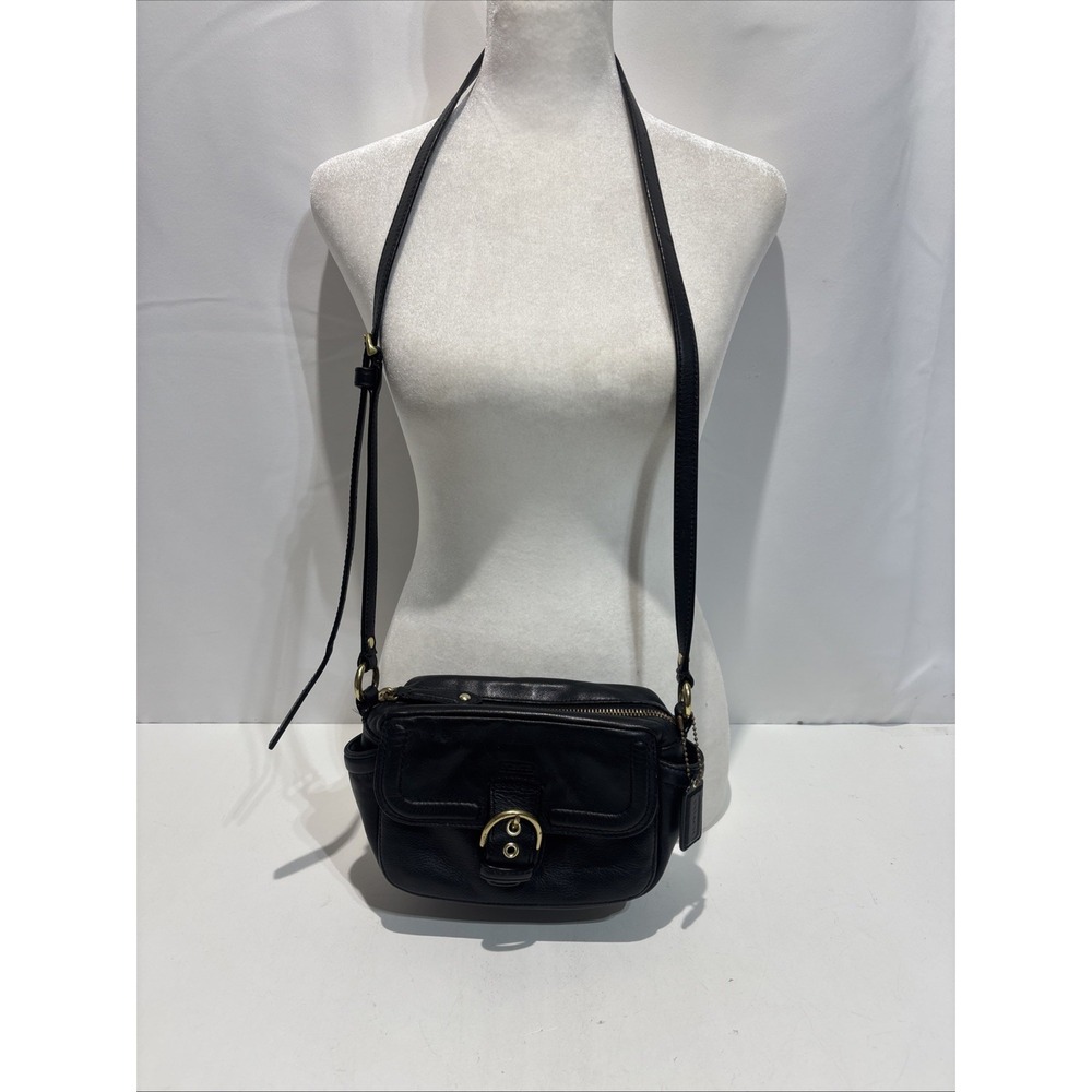 Coach F25150 Campbell Small Crossbody Camera Bag Black Leather Gold Tone 2014